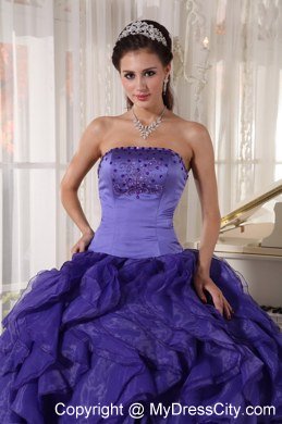 Ruffles Beading Purple Ball Gown Floor-length Quinceanera Dress