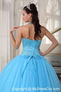 Sweet 16 Birthday Dress for Puffy Sweetheart Beadwork Sky Blue