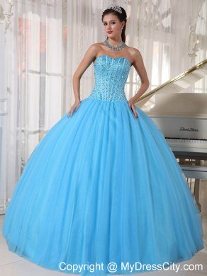 Sweet 16 Birthday Dress for Puffy Sweetheart Beadwork Sky Blue