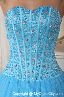 Sweet 16 Birthday Dress for Puffy Sweetheart Beadwork Sky Blue