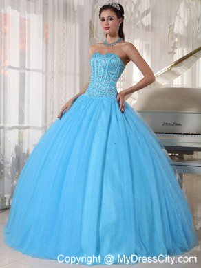 Sweet 16 Birthday Dress for Puffy Sweetheart Beadwork Sky Blue