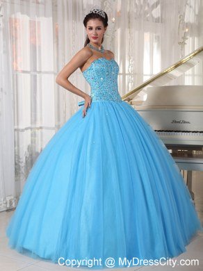 Sweet 16 Birthday Dress for Puffy Sweetheart Beadwork Sky Blue