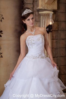 Ball Gown Strapless Appliques White 2013 Pretty Quinceanera Dress