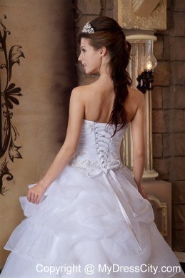 Ball Gown Strapless Appliques White 2013 Pretty Quinceanera Dress