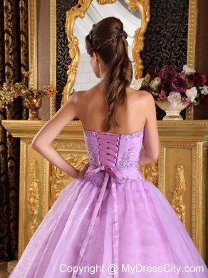 Lavender Strapless Appliques Ball Gown Floor length Sweet 15 Dresses