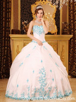 White Sweetheart Appliques Full length Quinceanera Dress Under 300