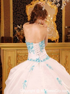 White Sweetheart Appliques Full length Quinceanera Dress Under 300