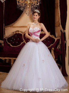 Princess Sweetheart Appliques White 2013 Sweet Sixteen Dresses