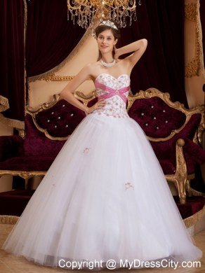 Princess Sweetheart Appliques White 2013 Sweet Sixteen Dresses