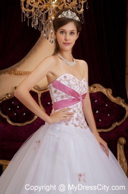 Princess Sweetheart Appliques White 2013 Sweet Sixteen Dresses