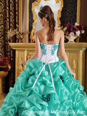 Apple Green Ball Gown Sweetheart Flowers Quinceanera Dress