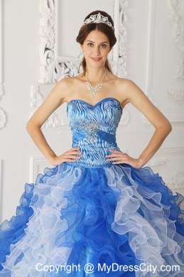 Multi-color Zebra Print Princess Sweetheart Beading Quinceanera Gowns