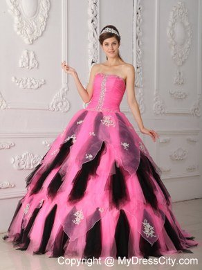 Princess Colorful Strapless Beading Appliques Quinceanera Dresses