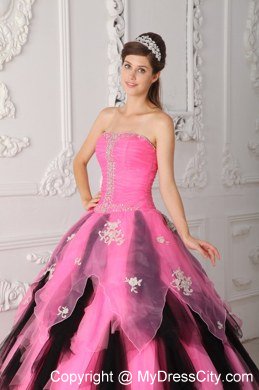 Princess Colorful Strapless Beading Appliques Quinceanera Dresses