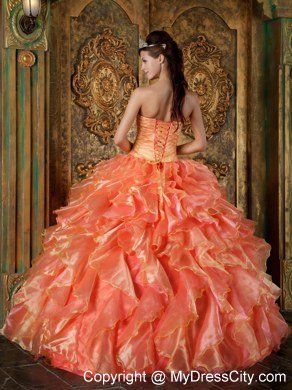 Ball Gown Strapless Beading Ruffles Two-toned Quinceanera Dress