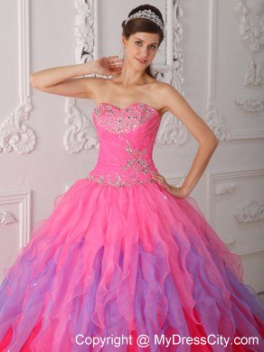 2013 Ball Gown Sweetheart Beading Multi-color Quinceanera Dress