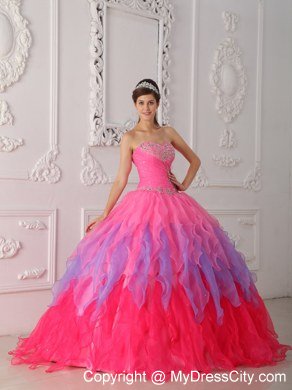 2013 Ball Gown Sweetheart Beading Multi-color Quinceanera Dress