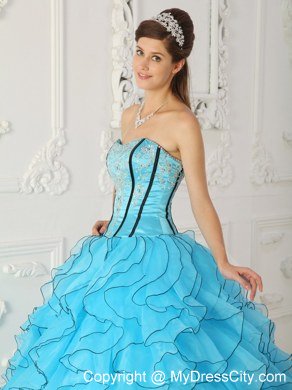 Fashionable Strapless Beading Baby Blue Quinceanera Dress for 2013