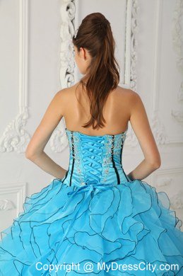 Fashionable Strapless Beading Baby Blue Quinceanera Dress for 2013