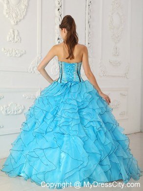 Fashionable Strapless Beading Baby Blue Quinceanera Dress for 2013