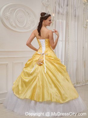 Yellow Ball Gown Strapless Beading Hot Sale Quinceanera Dresses