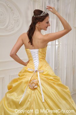 Yellow Ball Gown Strapless Beading Hot Sale Quinceanera Dresses