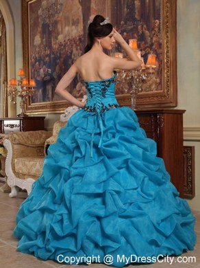 2013 Popular Teal Strapless Beading Quinceanera Dress with Bubbles