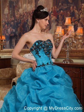 2013 Popular Teal Strapless Beading Quinceanera Dress with Bubbles