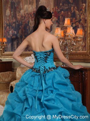 2013 Popular Teal Strapless Beading Quinceanera Dress with Bubbles