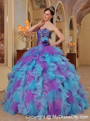 Ball Gown Sweetheart Beading Ruffles Colorful Quinceanera Dresses