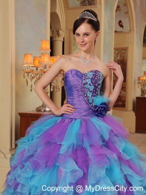 Ball Gown Sweetheart Beading Ruffles Colorful Quinceanera Dresses