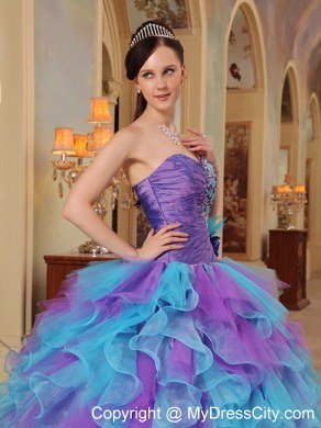 Ball Gown Sweetheart Beading Ruffles Colorful Quinceanera Dresses