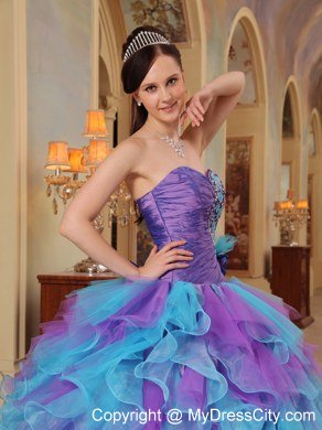 Ball Gown Sweetheart Beading Ruffles Colorful Quinceanera Dresses