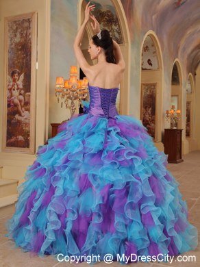 Ball Gown Sweetheart Beading Ruffles Colorful Quinceanera Dresses