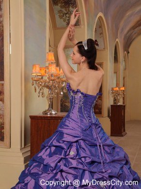 Ball Gown Court Train Flower Purple Quinceanera Gowns 2013