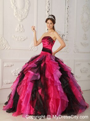 Latest Style Strapless Appliques Ruffles Coloful Sweet 15 Dresses