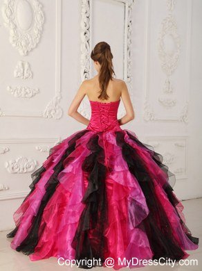 Latest Style Strapless Appliques Ruffles Coloful Sweet 15 Dresses