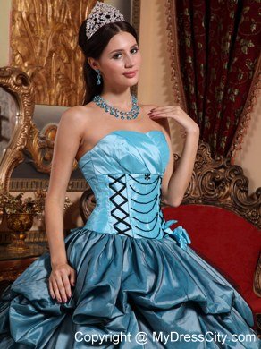 Ball Gown Strapless Hand Made Flower Two-toned Quinceanera Gowns