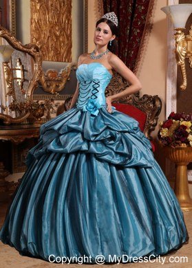 Ball Gown Strapless Hand Made Flower Two-toned Quinceanera Gowns