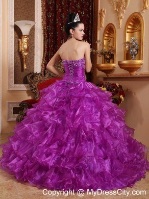 Purple Organza Beading Dress for Sweet 16 with Ruffles in 2013