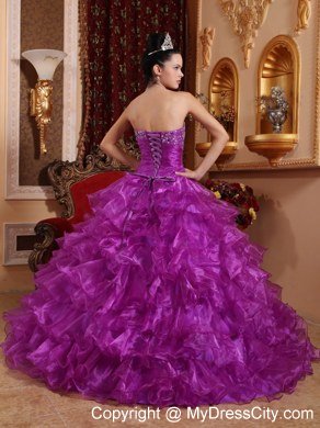 Purple Organza Beading Dress for Sweet 16 with Ruffles in 2013