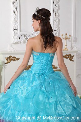 Two-toned Ball Gown Strapless Organza Appliques Quinceanera Dress