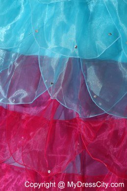 Two-toned Ball Gown Strapless Organza Appliques Quinceanera Dress