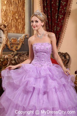 Lavender Ball Gown 2013 Organza Quinceanera Dress with Beading