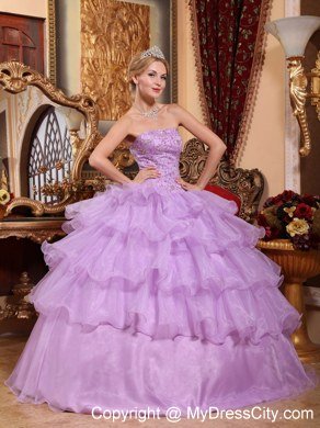 Lavender Ball Gown 2013 Organza Quinceanera Dress with Beading