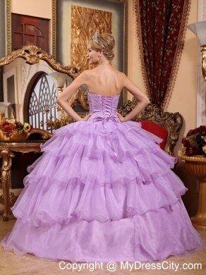 Lavender Ball Gown 2013 Organza Quinceanera Dress with Beading