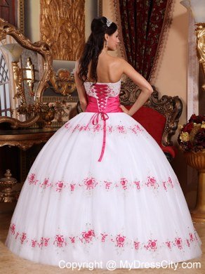 213 Cute Puffy Strapless Embroidery 16 Birthday Dress for Girl