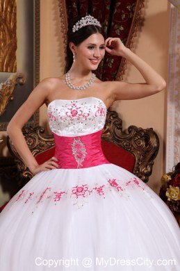 213 Cute Puffy Strapless Embroidery 16 Birthday Dress for Girl