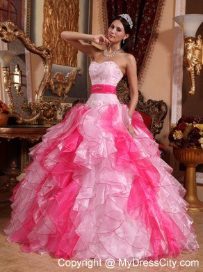 Multi-colored Organza Ruffles 2013 Quinceanera Dress Under 250