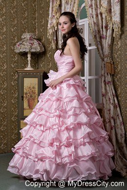 Pretty One ShoulderRuffled Layers Sweet 16 Dress with Beading